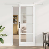 Sliding Door ORKDAL White 83 x 211 cm Solid Pine Wood and Glass 3331916