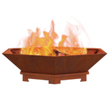 Fire Pit Brown 100 x 100 x 28 cm Weathering Steel 858999