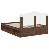 Bed Frame with Headboard Brown Oak 140 x 200 cm Solid Pine Wood 3413305