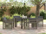 Garden Dining Set 5 pcs Grey Poly Rattan 3380777