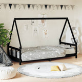 Kids Bed Frame Black 90x190 cm Solid Wood Pine 834464