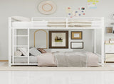 White metal bunk bed for both adults and children, with safety railing and ladder, mattress size W3987P434168