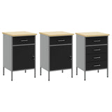 Work Cabinet with Drawer 7 pcs Black Engineered Wood and Steel 3321442