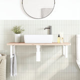 Basin Shelf Wall Mounted Steel and Solid Wood Beech 3302432