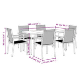 7 Piece Garden Dining Set Black Textilene and Steel 3187038