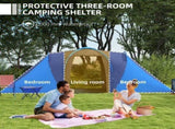Large Camping Tent Tunnel Tent with 2 Bedroom and Living Area, 2000mm Waterproof, Portable with Bag T3398P349000
