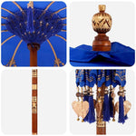 Parasol with Base Blue, Brown 250 cm Cotton, Wood 3356911