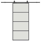 Sliding Door with Hardware Set Black 90x205 cm ESG Glass 3375939