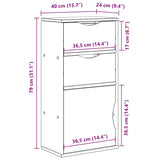 Side Cabinet with Drawers ODDA 40x24x79 cm Solid Wood Pine 4103597