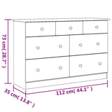Chest of Drawers ALTA White 112x35x73 cm Solid Wood Pine 353920