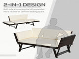 2-Seater 2-in-1 Rattan Convertible Sofa Daybed Brown T3398P320157