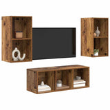 TV Cabinet Set Wall-mounted 3 pcs Old Wood Engineered Wood 3393378