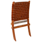 Folding Chair Crossed-Stripe Brown Real Leather 246365