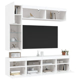 7 Piece TV Wall Cabinet Set with LED Lights White 3216757