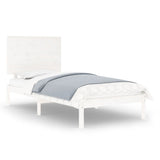 Bed Frame White Solid Pine Wood Single Durable Bed Frame 3104789