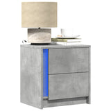 ZNTS Bedside Cabinets with LED Lights 2 pcs Concrete Grey Engineered Wood 852054