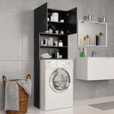 ZNTS Washing Machine Cabinet Black 64x25.5x190 cm Engineered Wood 800028