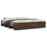 Bed Frame without Mattress Brown Oak 200x200 cm Engineered Wood 3295631