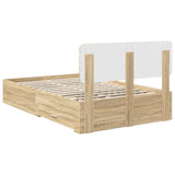 Bed Frame with Drawer Sonoma Oak 120 x 200 cm Engineered Wood 3412393