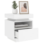 ZNTS Bedside Cabinet with LED Lights White 40x39x48.5 cm 836784