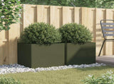 Planters 2 pcs Olive Green 49x47x46 cm Steel 841566