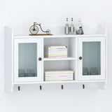 White MDF Wall Cabinet Display Shelf Book/DVD/Glass Storage 242435