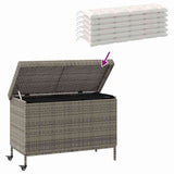 Garden Storage Box with Wheels Grey 110x55x73 cm Poly Rattan 4103828