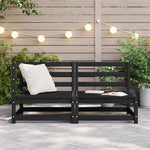 2 Piece Garden Lounge Set Black Solid Pinewood 805694