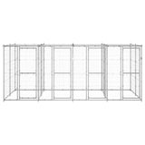 Outdoor Dog Kennel Galvanised Steel with Roof 9.68 m 3082273