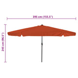 Garden Parasol Terracotta 395 x 395 x 245 cm Polyester 42003649
