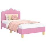 Children's Bed Frame with Headboard Pink 80 x 160 cm Fabric 42011047