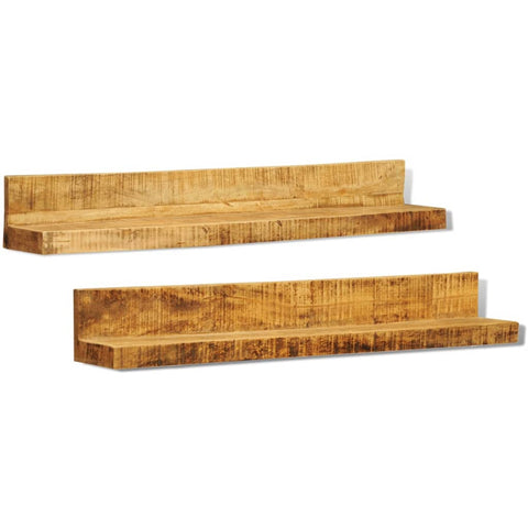 ZNTS Display Shelf 2 pcs Solid Wood Wall-Mounted 241088