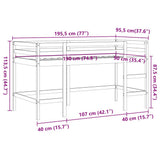 Kids' Loft Bed without Mattress with Ladder Wax Brown 90x190 cm Single 852399