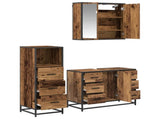 Bathroom Furniture Set with Door 3 pcs Old Wood Engineered Wood 3402536