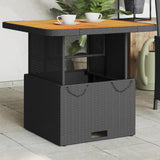 Garden Table Black 80x80x71 cm Poly Rattan and Acacia Wood 368269