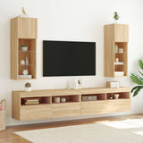 TV Cabinets with LED Lights 2 pcs Sonoma Oak 30.5x30x90 cm 837006