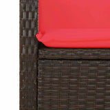 Reclining Garden Bench with Cushions Brown Poly Rattan 368232