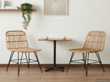 Dinning Chair 2 pcs Natural 41 x 55 x 85 cm Rattan and Steel 42033206