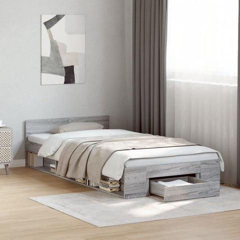 Bed Frame with Drawer without Mattress Grey Sonoma 90x200 cm 3280802