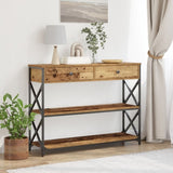 ZNTS Console Table Old Wood 100x28x75 cm Engineered Wood & Steel 863527