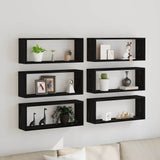 Wall Shelves 6 pcs Black Oak 60 x 15 x 23 cm Engineered Wood 862647