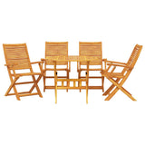 Garden Dining Set Folding 5 pcs Brown Solid Acacia Wood 3375705