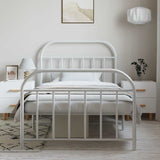 Metal Bed Frame without Mattress with Footboard White 100x190cm 353696