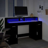 Desk with LED Lights Black 140x55x91 cm Engineered Wood 3309421