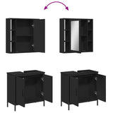 ZNTS 2 Piece Bathroom Furniture Set Black Engineered Wood 3214720