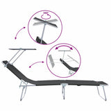 Sun Lounger Folding 2 pcs Black 58 x 188 x 77cm Polyester 42003060
