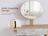Dressing Table with Drawer and Mirror height adjustable Wooden Oak Color Bedroom Dressing Room T3398P344161