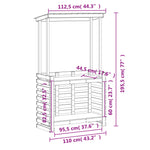 ZNTS Outdoor Bar Table with Roof 112.5x57x195.5 cm Solid Wood 832534