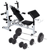 Weight Bench with Weight Rack, Barbell and Dumbbell Set 90 kg 275373