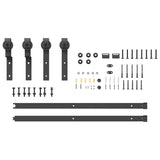 Sliding Door Hardware Kit 183 cm Steel Black 4009736